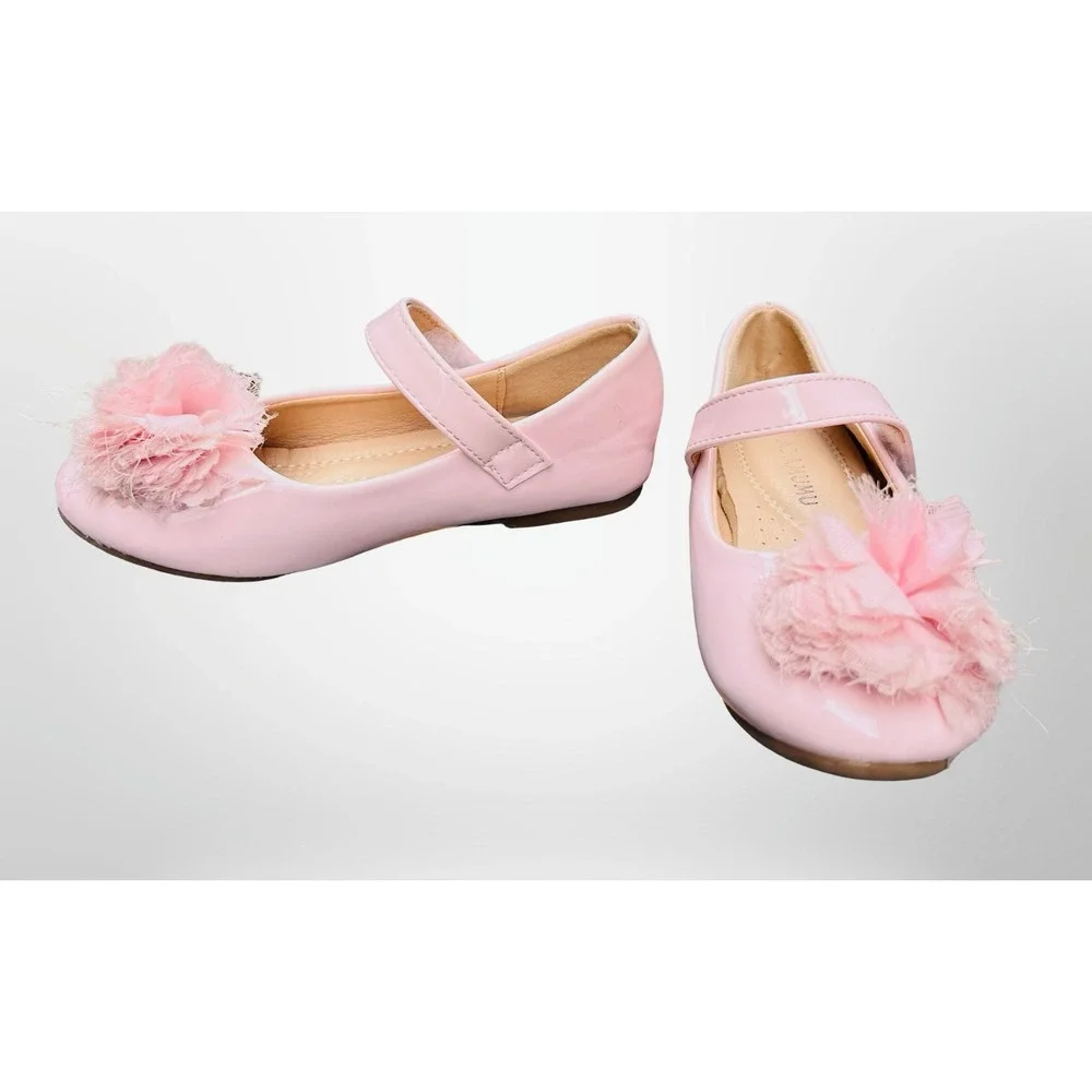 GUC ADAMUMU Toddler/Girl Mary Jane Ballet Flats Flower Embellishment Size 11